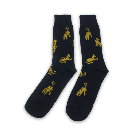 Navy Blue Tiger Printed Funky Socks